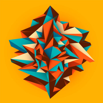 Geometric abstraction in color. Modish style low poly object design. Vector illustration.