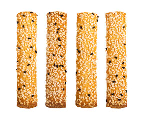 Sesame stick crackers isolated on white background. Clipping path