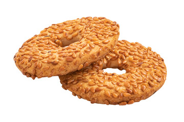 bagels with sesame. Clipping path. Isolated white background.