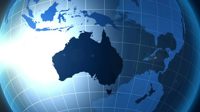 Australia. Zooming into Australia on the globe.