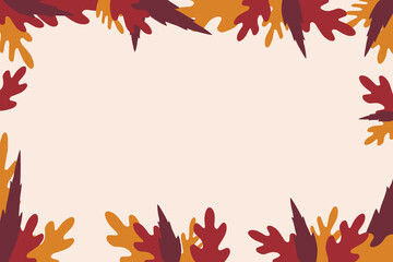Autumn frame. Orange and red leaves for the background.