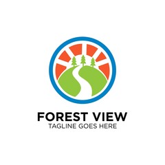 Mountain with Landscape Beach Logo Design