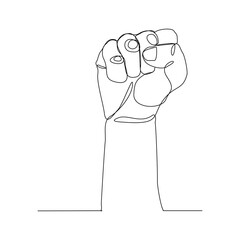 Continuous line drawing of arm hands fist. vector illustration