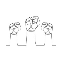 Continuous line drawing of arm hands fist. vector illustration
