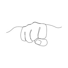 Continuous line drawing of arm hands fist. vector illustration