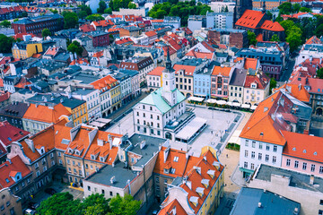 Aerial view of old town of Gliwice. Silesia, Poland.