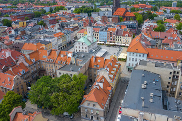 Aerial view of old town of Gliwice. Silesia, Poland.