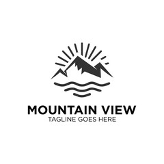 Mountain with Landscape Beach Logo Design