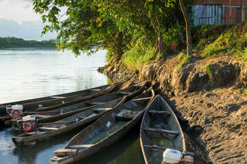 Beautiful sunset on the Pastaza river, located in the Datem del Marañón. Loreto.