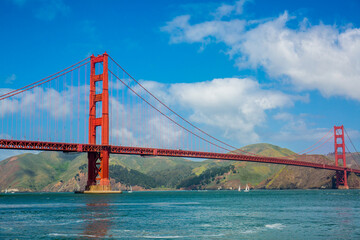 A view of Golden Gate Bridge From Crissy Field East Beach view point, San Francisco, California, USA
