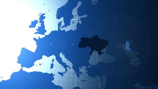 Ukraine. Map. Zooming into Ukraine on the globe.