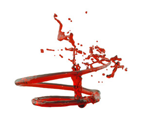 Red liquid splash isolated on white background. 3d rendering. Digital 3d illustration.