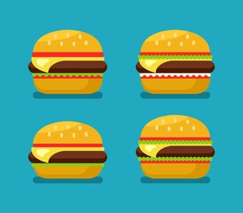 vector hamburger fast food icons