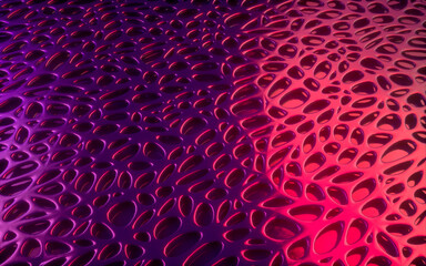 Purple neon background. Geometric 3d illustration. Glowing 3d rendering.