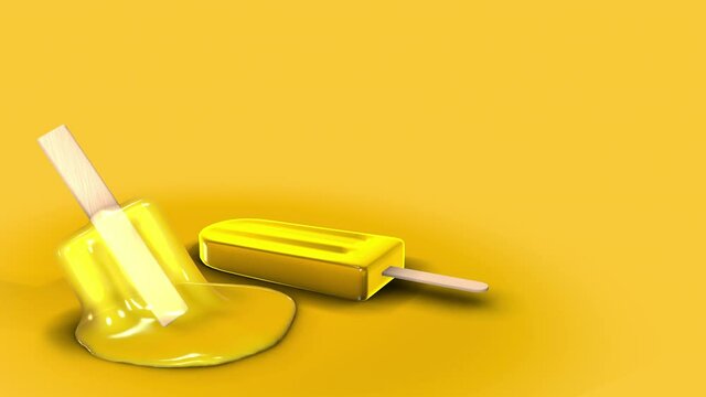 Popsicles - Sx - on a yellow background - 3D model animation