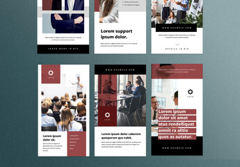Business Social Media Story Layouts with Red Accents