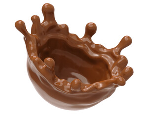 chocolate splash isolated background. Clipping path. 3d illustration.
