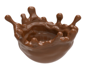 chocolate splash isolated background. Clipping path. 3d illustration.