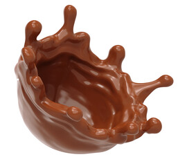 chocolate splash isolated background. Clipping path. 3d illustration.