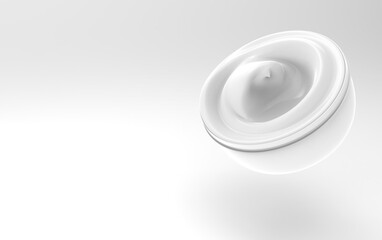 Opened plastic container with cream on a white background.3d illustration