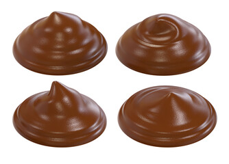 Set of Chocolate cream, melted chocolate. Isolated on white background. Clipping path. 3d illustration.
