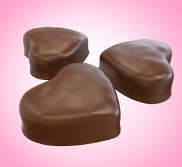 set of heart chocolate. Isolated background. Clipping path. 3d illustration