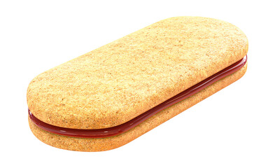 biscuit with cherry filling. Isolated background. Clipping path. 3d illustration