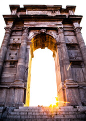 Trajan Arch at sunset with white sky, Ancona 