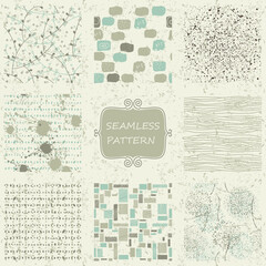 Set of  seamless hand drawn texture designs for backgrounds. Doodle pattern. vector illustration.