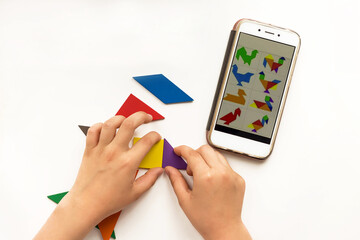 Home schooling of the child. A puzzle for the development of logical thinking.  Online training, distance learning.