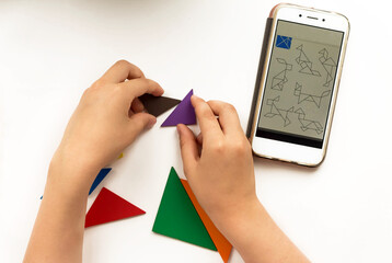 Home schooling of the child. A puzzle for the development of logical thinking.  Online training, distance learning.