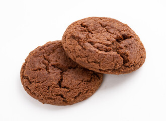 Delicious chocolate cookies on white background. Clipping path.