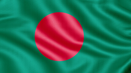 Flag of Bangladesh. Realistic waving flag 3D render illustration with highly detailed fabric texture.