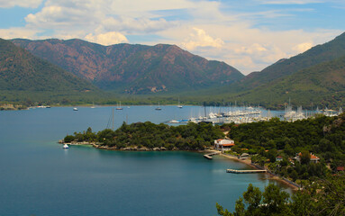 View of one of the bays of Cennet Adasi, Marmaris, Turkey