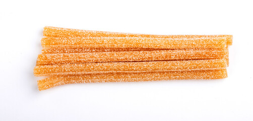 Sugar coated licorice jelly candy. Isolated on white background. Clipping path.