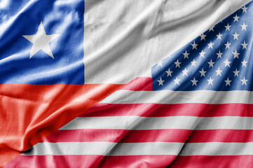 Obraz premium Mixed USA and Chile flag, three dimensional render