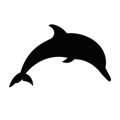Dolphin black symbol isolated on white background.