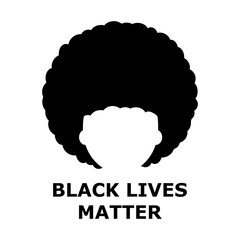 poster of abstract black lives matter. black man or woman. person with afro hairstyle. Stop racism concept - obrazy, fototapety, plakaty