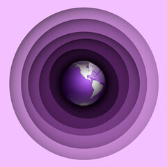 planet world map with ocean banner. Globe icon. Planet Earth on black background. Continents world picture. Colorful planet poster presentation