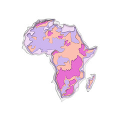Sketch african continent banner. Typographic poster paper cut style. Flat africa image Dark Continent abstract print Africa many layers paper cut background picture african continent silhouette