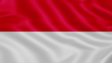 Flag of Indonesia. Realistic waving flag 3D render illustration with highly detailed fabric texture.