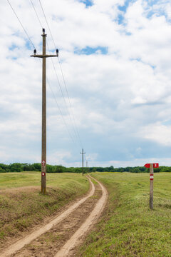 Country road at springtime day, Deliblatska pescara, Serbia. The place where the legendary Serbian film "Ko to tamo peva" was shot.