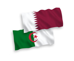 Flags of Qatar and Algeria on a white background