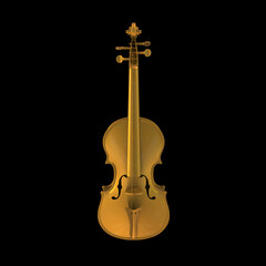 Naklejka premium Gold Violin on Black Background. 3D render