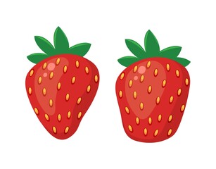 vector red berry icons of strawberry