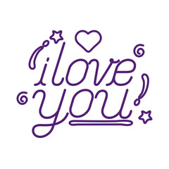 I love you text with heart line style icon vector design