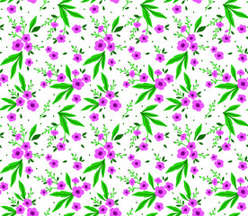 Fototapeta na wymiar Cute floral pattern in the small flower. Ditsy print. Motifs scattered random. Seamless vector texture. Elegant template for fashion prints. Printing with small purple flowers. White background.