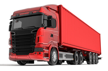 3D rendering of red heavy truck
