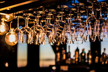 Wine glasses hanging