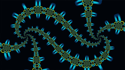 Ornate geometric wide pattern and artfully abstract multicolored background